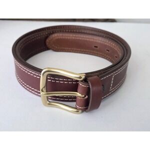 Vega Holster Western Belt Brown Leather Brass Buckle Made In Italy Men's XXL